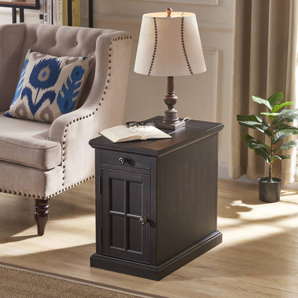 Canora Grey Salazar Solid Wood End Table with Storage and BuiltIn